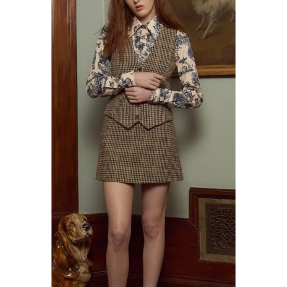 Rachel Antonoff Manhunt Toile Cotton Button Up Pocket Front Shirt Size XL RARE
